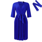Fongt Women's Clothing Autumn 2025 New Solid Color Pressure Folded Strap With Large-Size V-Neck Temperament Elegant African Dress