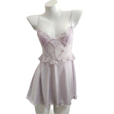 Fongt 2025 High-End Sexy Pure Lusty Pyjamas French Design With Chest Cushion Ice Silk Sexy Sling Pajamas