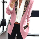 Spring Women's Long Sleeve Leopard-print Small Suit Coat Women's Banquet Dress Woman Jacket Oversized Blazer