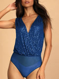 women tank tops Sequin Summer Deep V-Neck Backless Evening Jumpsuit Basic Sleeveless Tanks y2k crop top Female 2023 New-Outfit