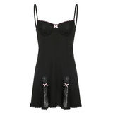 Station 2023 Spring Fashion Low-Cut Waist Tight Lace Splicing Bow Tie Skirt Woman-Outfit