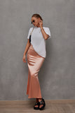 Spring And Summer New Imitation Silk Skirt Satin Skirt Women's Casual T-Bag Hip Skirt-Outfit