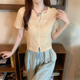 Fongt Short-Sleeved Ice Silk Knitted Cardigan Women's Summer Thin 2023 New French Gentle Style Short T-Shirt