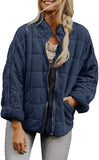 Solid Color Stand-up Collar Loose Pockets