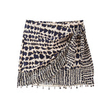 Spring Style Beaded Double Skirt Print Skirt Miniskirt 9878124-Outfit