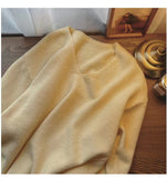 Autumn And Winter New Large Version Of Korean V-Collar Solid Color Lazy Breeze Loose Sweater Blouse-Outfit