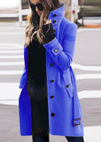 Fongt Autumn And Winter Large Size Hairs, Women's Coat Single Row Multi-Buckle And Button Collar Coat