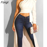 One Shoulder Dip Hem Blouse Women Long Sleeve Skew Collar Asymmetrical Casual Blouses