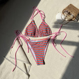 2024 New Striped Towelcloth Small Fresh Sexy Swimwear
