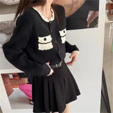 Fongt Fragrant Wind Bump Color Knit Sweater Cardigan Coat Woman Korean Version Temperament Loose And Sweet Soft Waxy Sweater Woman-Outfit