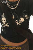 Women Goth Clothes y2k Crop Tops Summer 2023 T shirts Grunge 2000s Trashy Aesthetic Short Sleeve Tees Young Girls