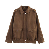 Fongt Explosion Women's Retro Makes Old Fashion Pilot Jacket Curry Coat