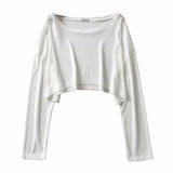 New Summer Solid Color Sweater Air Conditioning Shirt Women's Pullover Round Neck Loose T-Shirt Sunscreen-Outfit