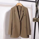 Fongt And Autumn Suit Jacket Female Small Man 2024 Spring And Autumn New Korean Version Temperament Goddess Fan Small Leisure Small Suit-Outfit