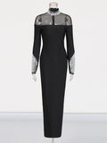 Spring 2025 New Fashion Sexy Round-Neck Mesh Splicing Diamond Design Feeling Waist Display Lanky