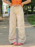 Washed Pocket Solid Cargo Pants-Outfit