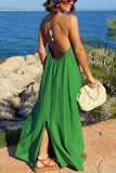 Fongt Women's Solid Color Slings Loose Holiday Dress Bare Sleeveless Women 8158