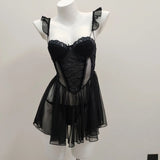 Fongt Mesh Strap Pure Windy Pajamas Female Summer Sexy Sling Aja Skirt With Chest Cushion 2025 New Home Set