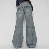 Seamed Pocket Straight Leg Cargo Jeans-Outfit