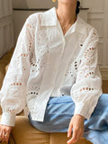 Fongt 2025 New French Embroidered Shirt Women's Long-Sleeved Design Sense Women's Clothing Style White