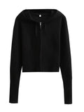Knit Zipper Hodded Top And Pants Set-Outfit