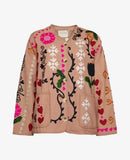 Fongt Women's Clothing 2025 New Pink Casual Wind Flowers Long-Sleeved Blouse Single-D Row V-Neck Jacket Woman
