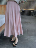 Elastic High Waisted Women Skirts Temperament Office Lady White Knitted Midi Skirt Loose Soft Autumn/Winter Warm Pink