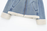 New Lapel Lamb Wool Denim Double-Sided Grab Velvet Coat 3548250-Outfit