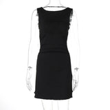 White Open Back Solid Mini Dress-Outfit