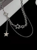 Silver Necklace with Rhinestone Star Pendant and