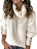 Fongt Solid Color Sweater, Loose Turtleneck Sweater, Women's