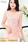 Beaded Sequins Sleeveless Vest Chiffon Blouse Lace Shirt Ladies Medium-long Tank Tops Sequin Summer Woman Elegant