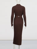 Fongt Elegant Dress In Autumn 2025 New Fashion Niche High-End Sense Spliced Belt Knitted Dress