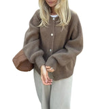 Solid Buttoned Cardigan-Outfit