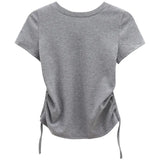 Fongt Sense With Open Back Short-Sleeved T-Shirt Women's Summer 2024 New Slim Short Hot Girl Casual Student