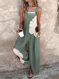 Fongt New Summer New Women's Printed Retro Jumpsuits Loose Sleeveless Design