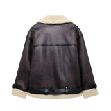 Fongt Women's Autumn And Winter New Double-Sided Collar Long Fur Locomotive Wind Jacket Jacket Jacket