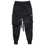 Black Samurai Trend Self-Cultivation Leisure Tactics Paratroopers Ribbon Function Wind Belt Foot Overalls Trousers Men's Tide Plate-Outfit