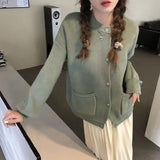 Style Autumn And Winter Style "Lazy Wind" Advanced Feeling With Minority Loose Soft Waxy Sweater Jacket Women's Knitted Cardigan-Outfit