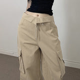 Fold Over Ruched Black Cargo Pants-Outfit