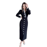 Fongt New Women's Open Fork To Slimming Single-Dbutton Dress