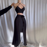 Fongt Summer New Breast-Wearing Waist Seaside Holiday Dress Suit Women's Clothing