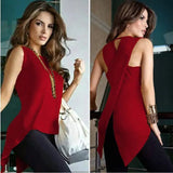 Sleeveless Back Cross Irregular Slim