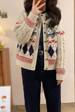 Knitted Design Buttoned Cardigan-Outfit