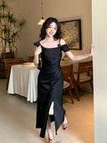 Fongt Special Price Does Not Return] Xiu Xixi 2025 Summer Out-To-Shoulder Flower Dress High-End Long Dress 88305