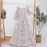 Small Broken Flower Dress Women's New Summer Korean Version Of The Holiday Wind Shoulder Tight In The Chest To Grow Cake