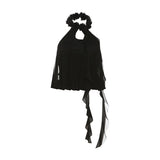 Fongt Summer New Women's Niche Design Sense Hanging Neck Dew Back Wave Decoration Small Vest-Outfit