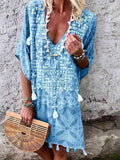Bohemian Sexy V-neck Printed Tassel