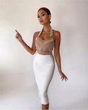 Explosion Suspension Dress Twist Dress Dress Dresses Sexy V-Neck Nail Pearl Long
