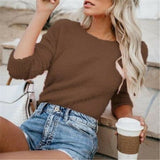 Fongt Women'swear Wish New Solid Color Fashion Long Sleeve Cashmeat Shirt
